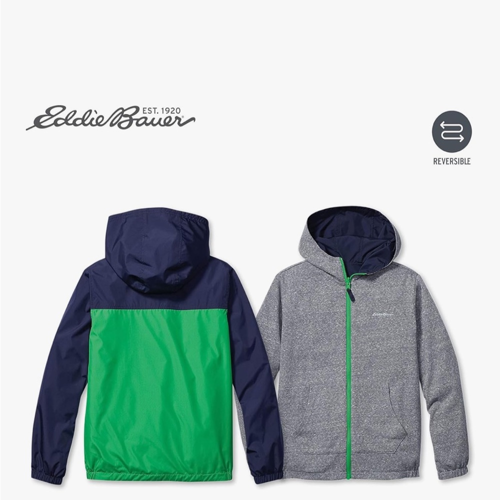 Eddie Bauer Kids Reversible Coat - Navy and Green - Picture 9 of 10